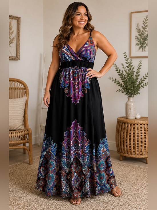 Snap Dresses & Skirts - Snap Y2K Boho Paisley Empire Waist Maxi Dress Festival Vacation Large